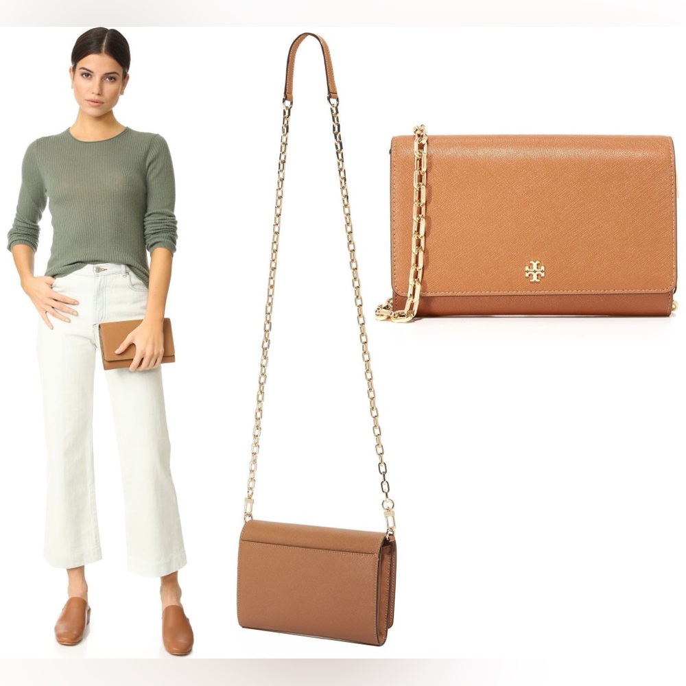 Tory Burch Robinson chain wallet in tan